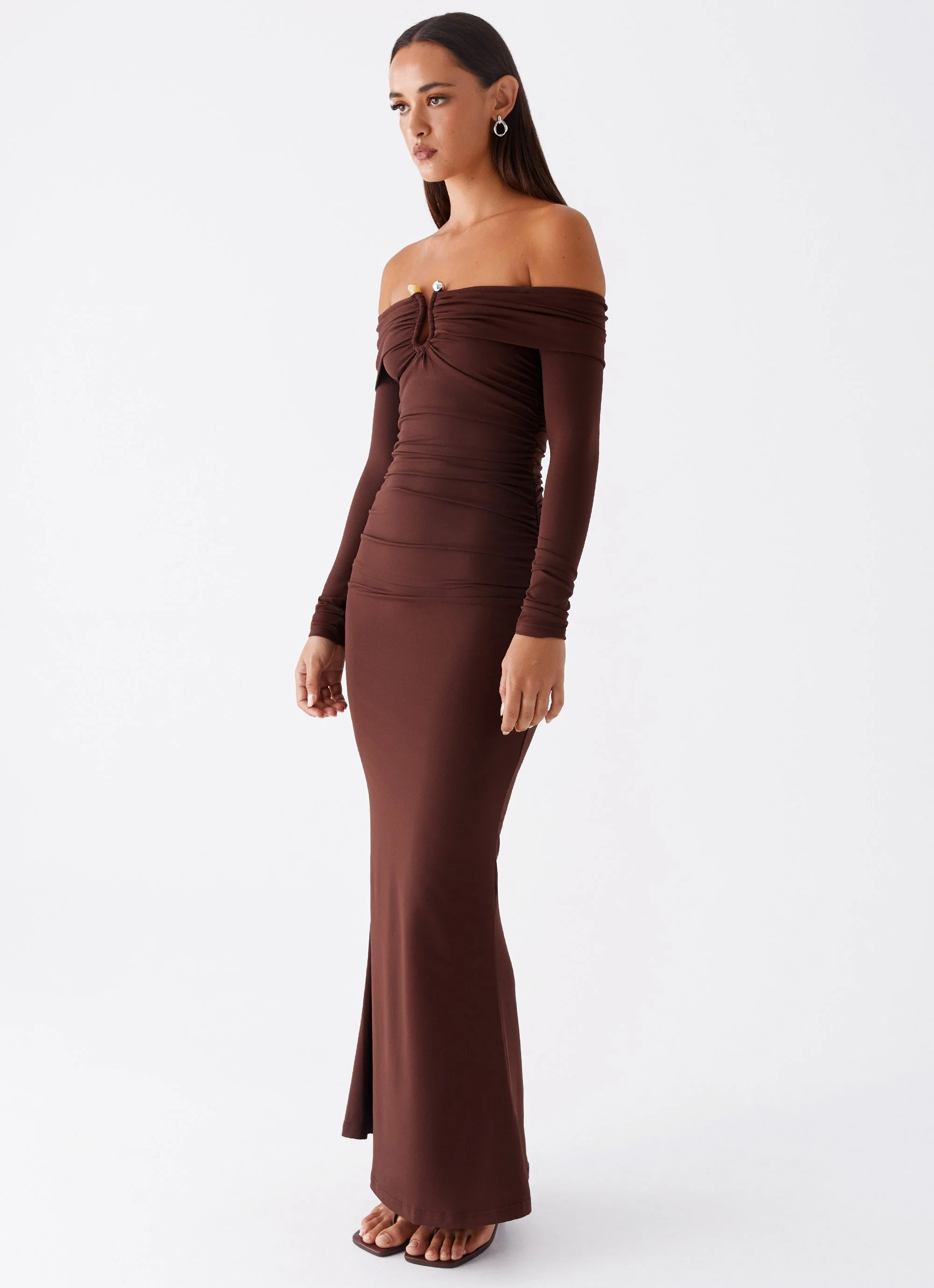Rudy Long Sleeve Maxi Dress - Chocolate - Image 3