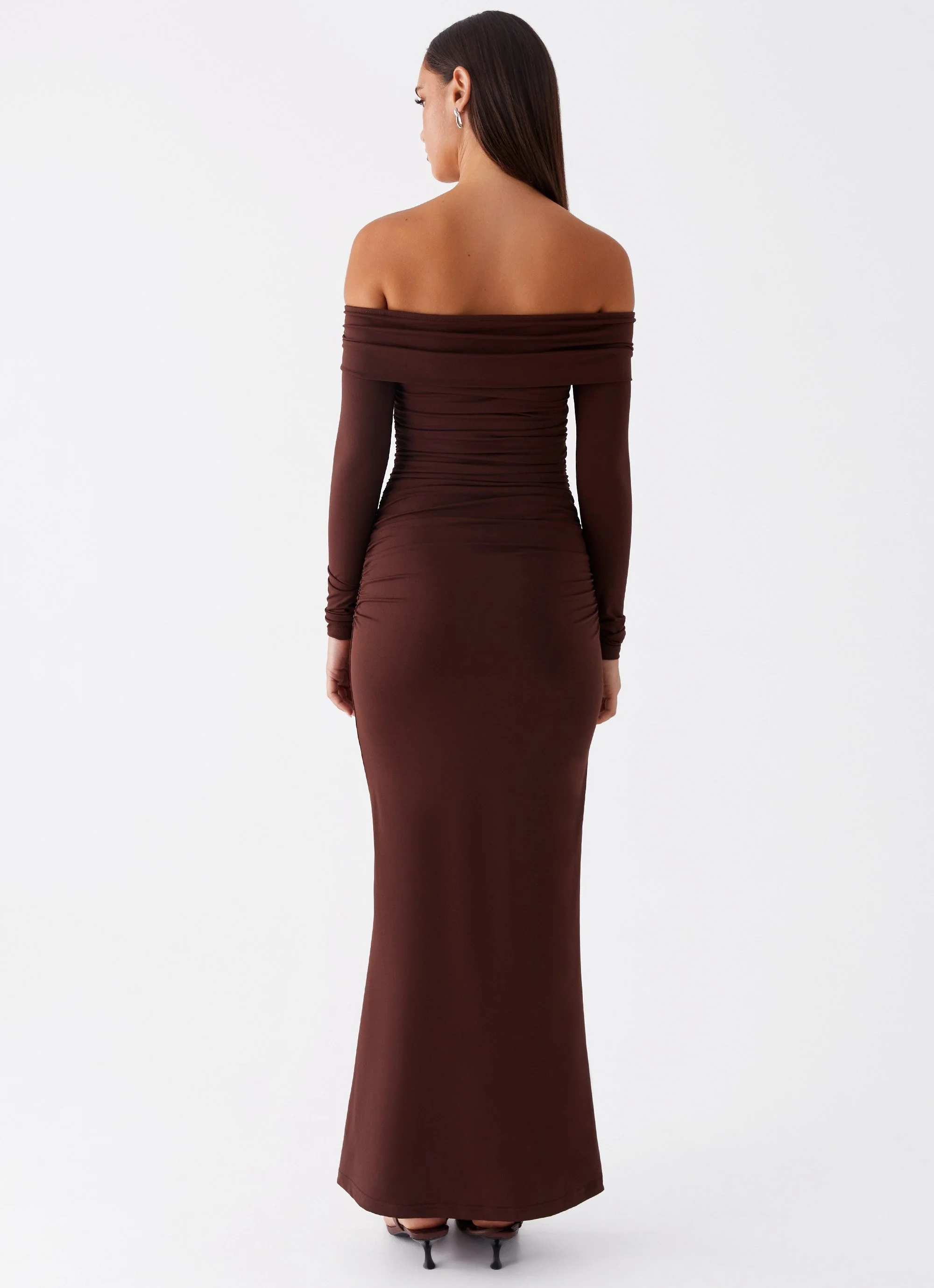 Rudy Long Sleeve Maxi Dress - Chocolate - Image 4