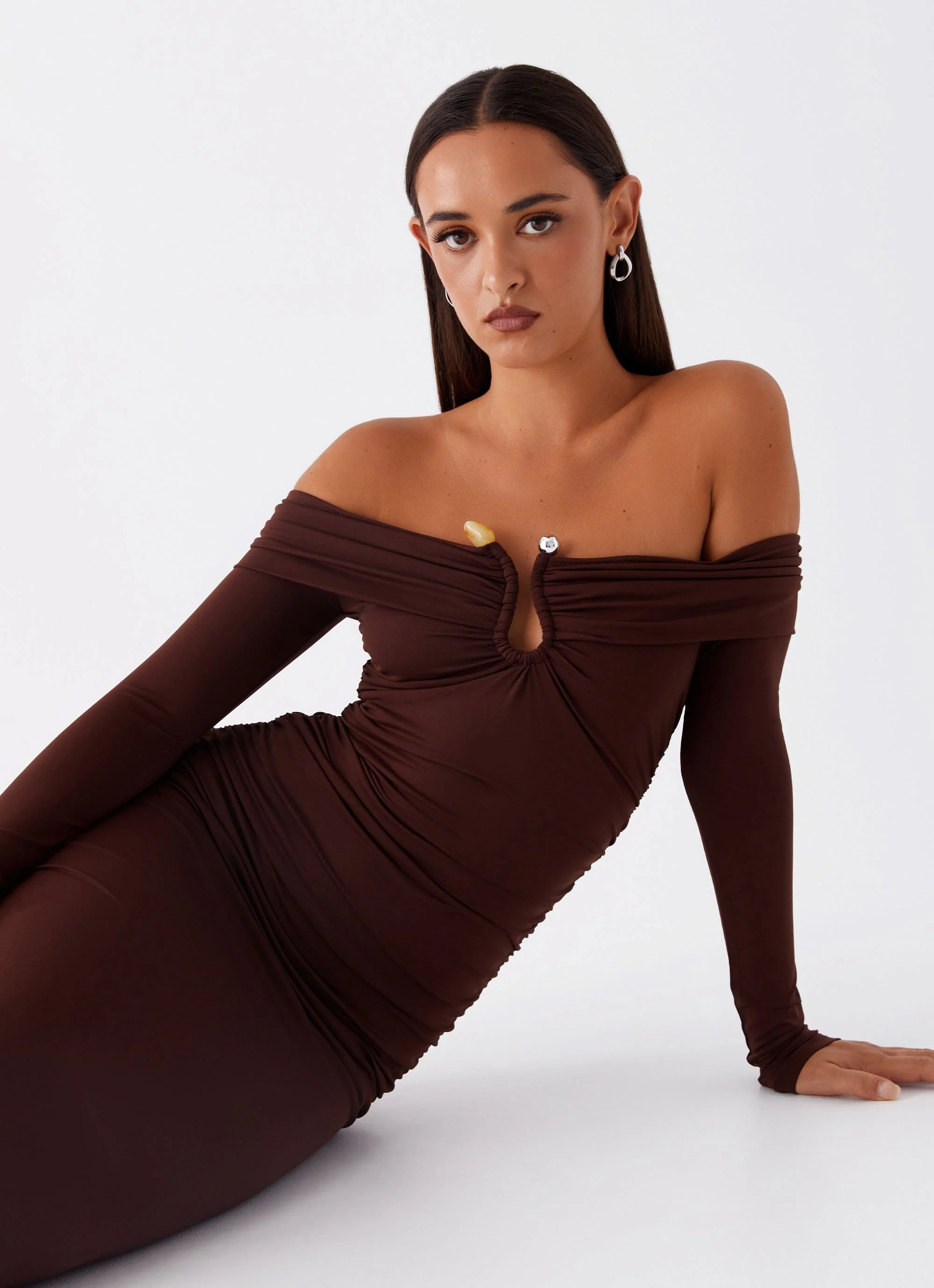 Rudy Long Sleeve Maxi Dress - Chocolate - Image 6