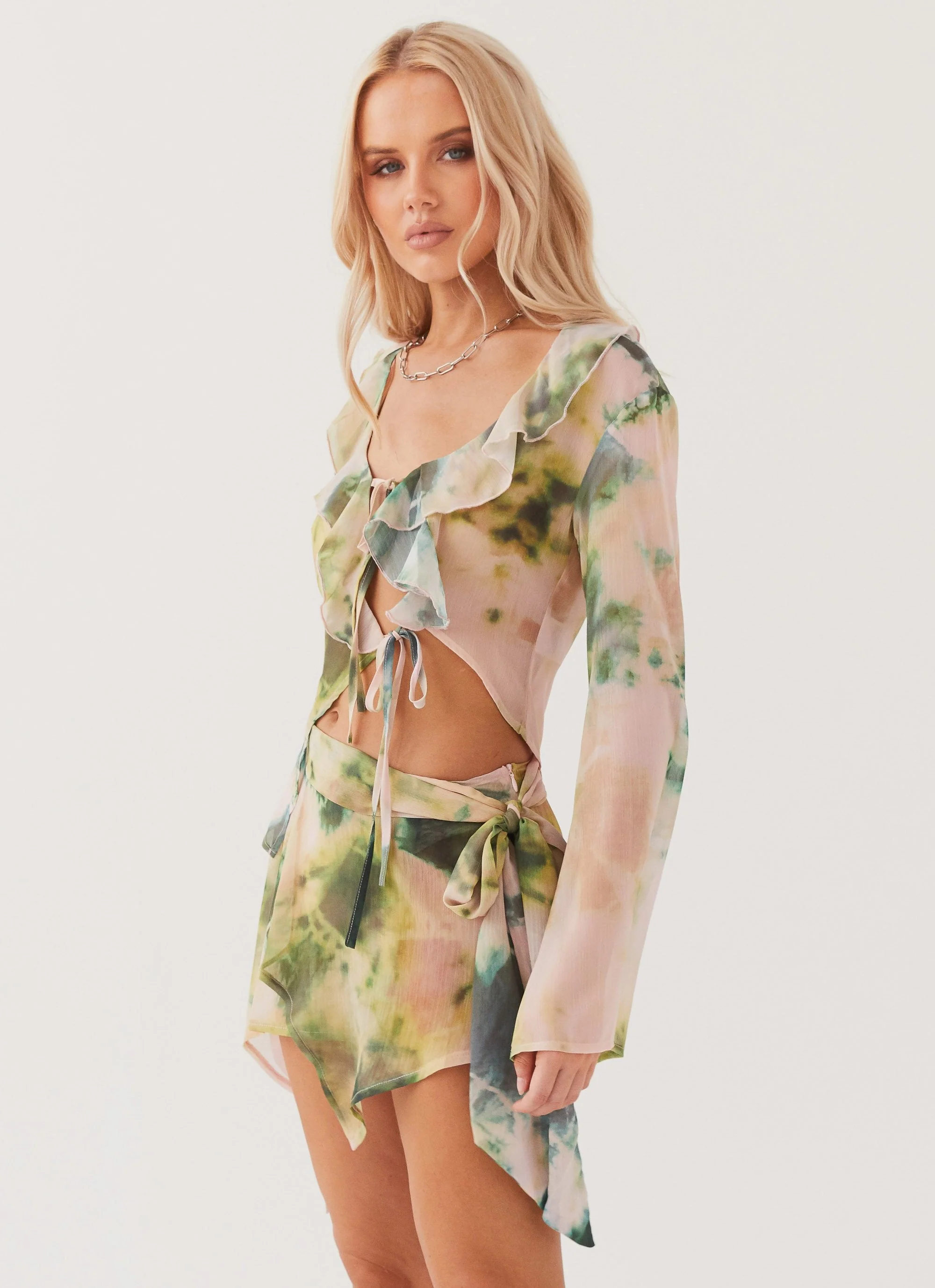 Sariah Tie Long Sleeve Top - Rainforest - Image 3