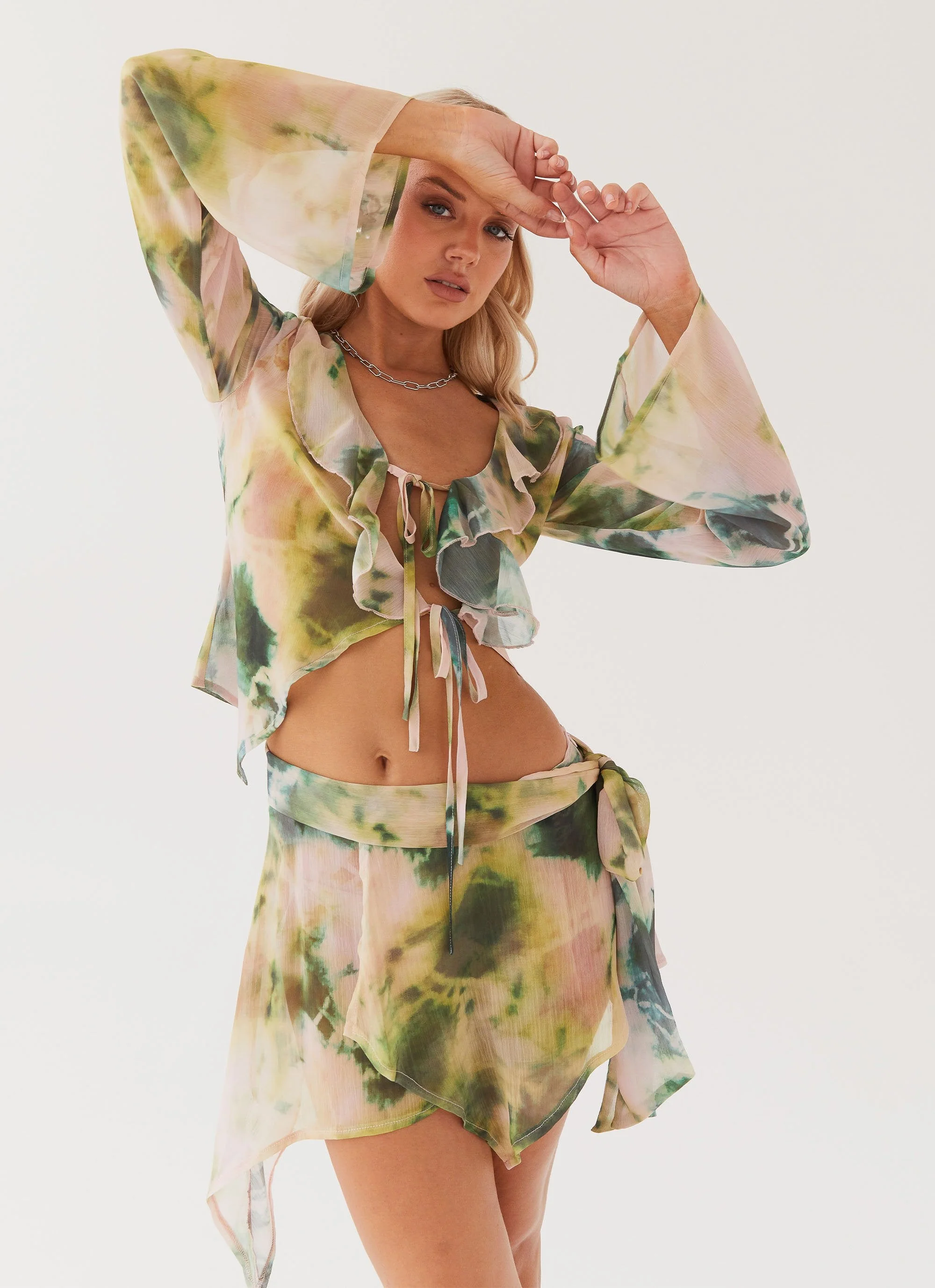 Sariah Tie Long Sleeve Top - Rainforest - Image 5