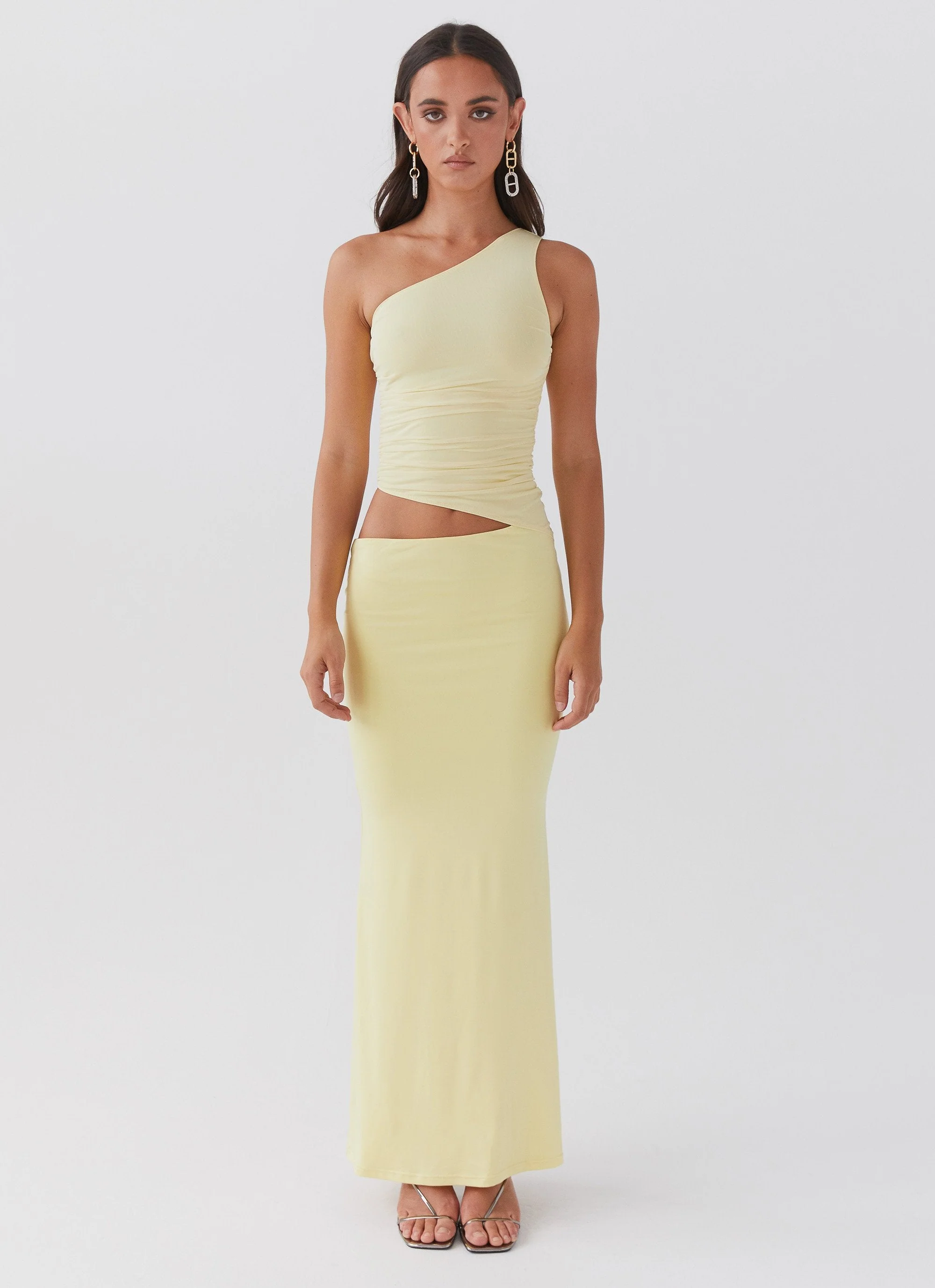 Seranella One Shoulder Maxi Dress - Lemon - Image 3
