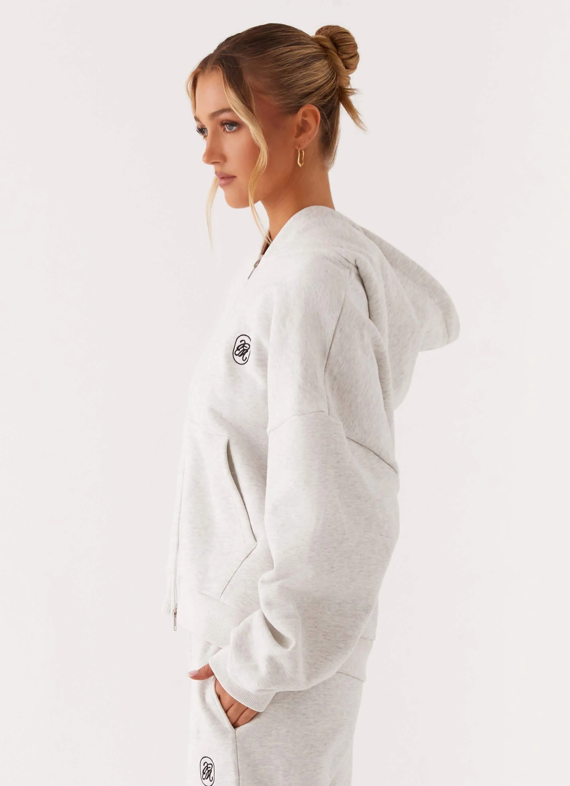 Signature Double Zip Up Hoodie - Grey - Image 4