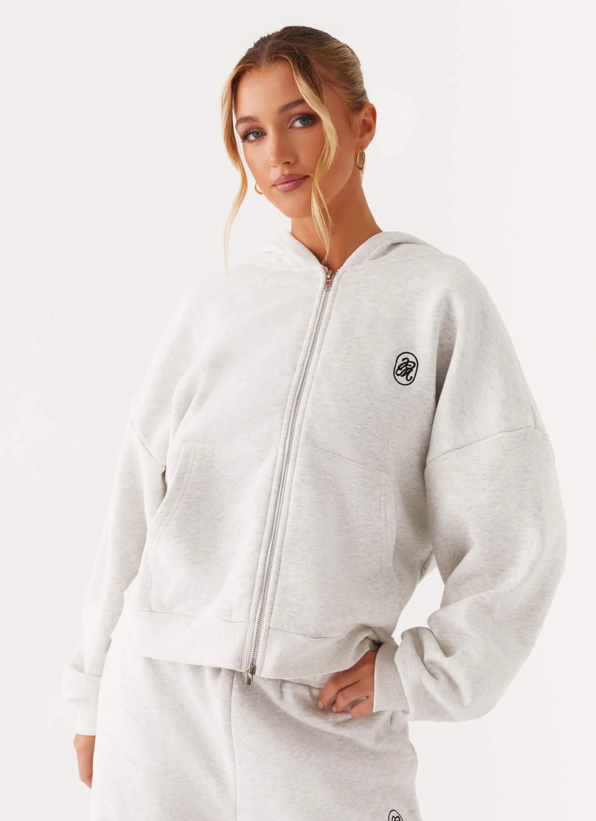 Signature Double Zip Up Hoodie - Grey - Image 7