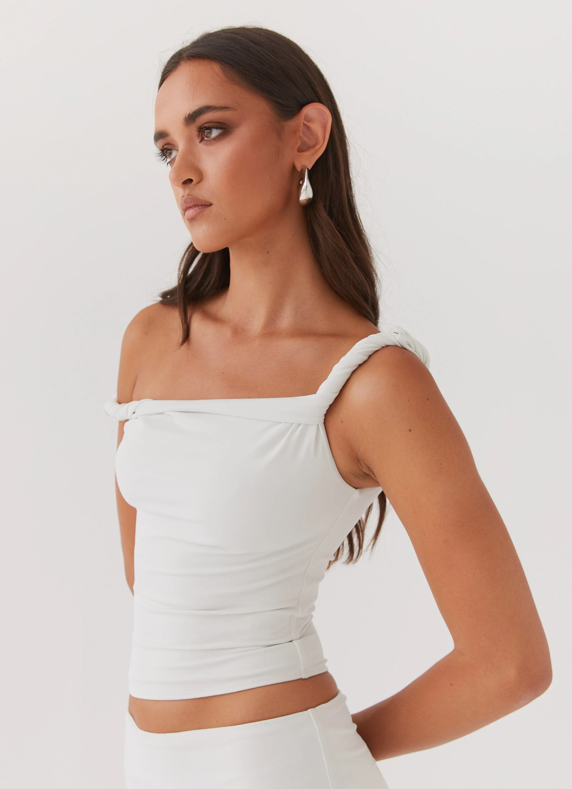 Solace Soul Twist Shoulder Top - Ivory - Image 3