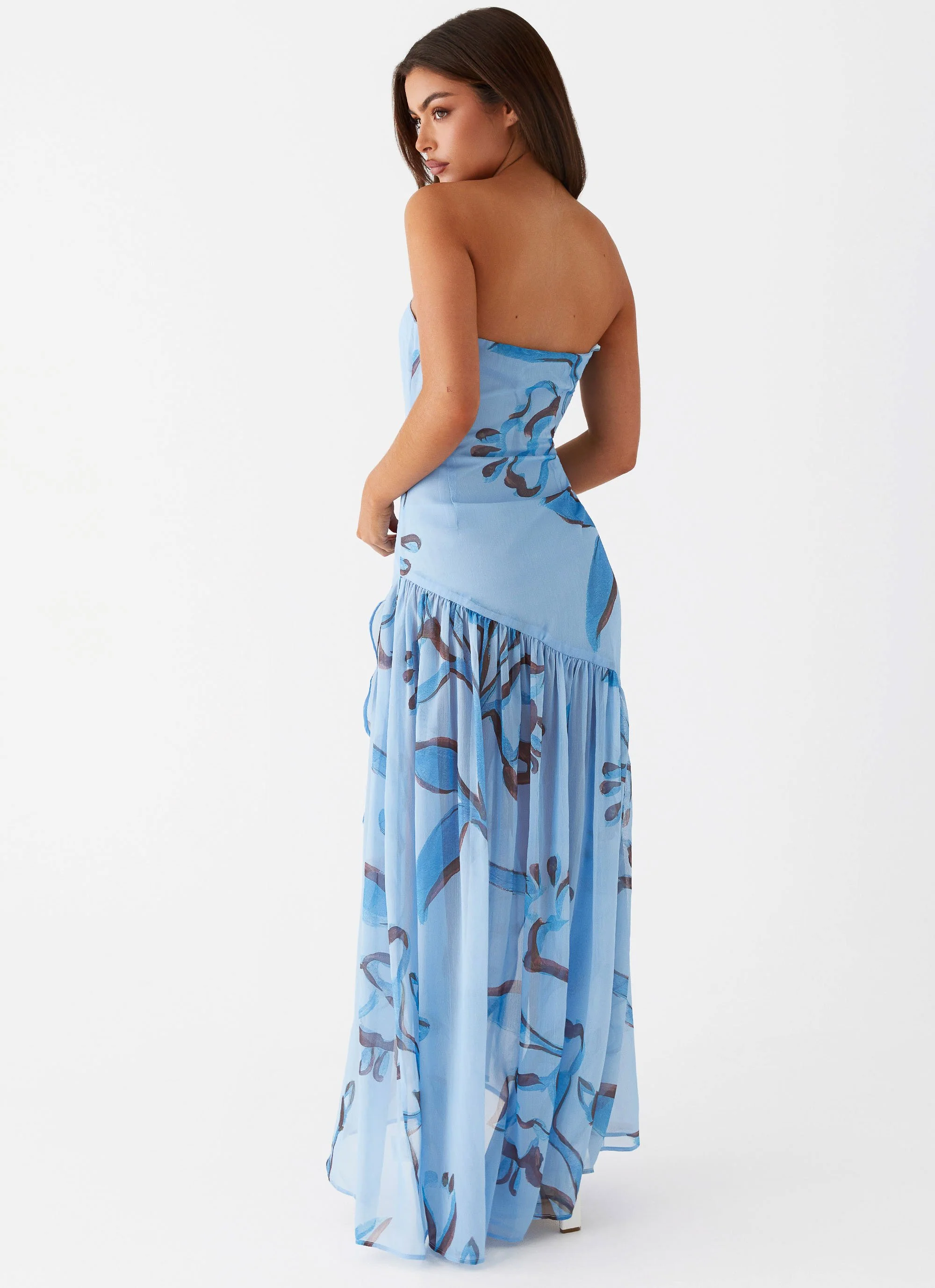 Solaris Strapless Maxi Dress - Blue Floral - Image 4