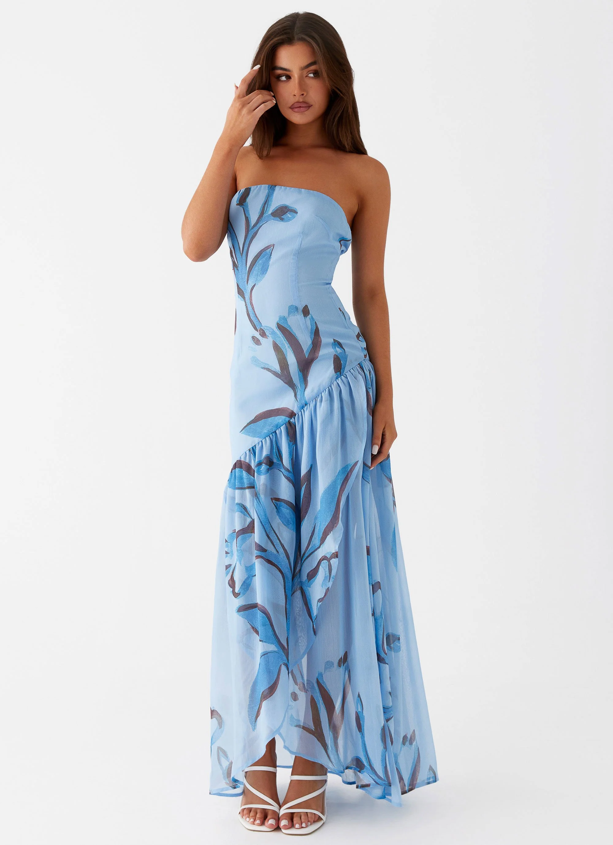 Solaris Strapless Maxi Dress - Blue Floral - Image 5
