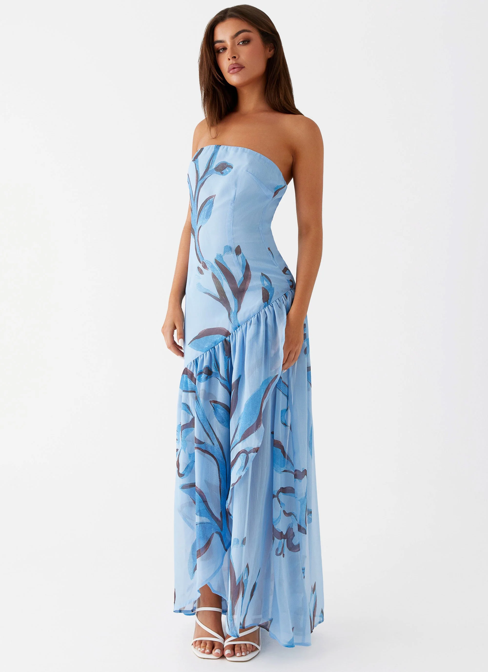 Solaris Strapless Maxi Dress - Blue Floral - Image 6