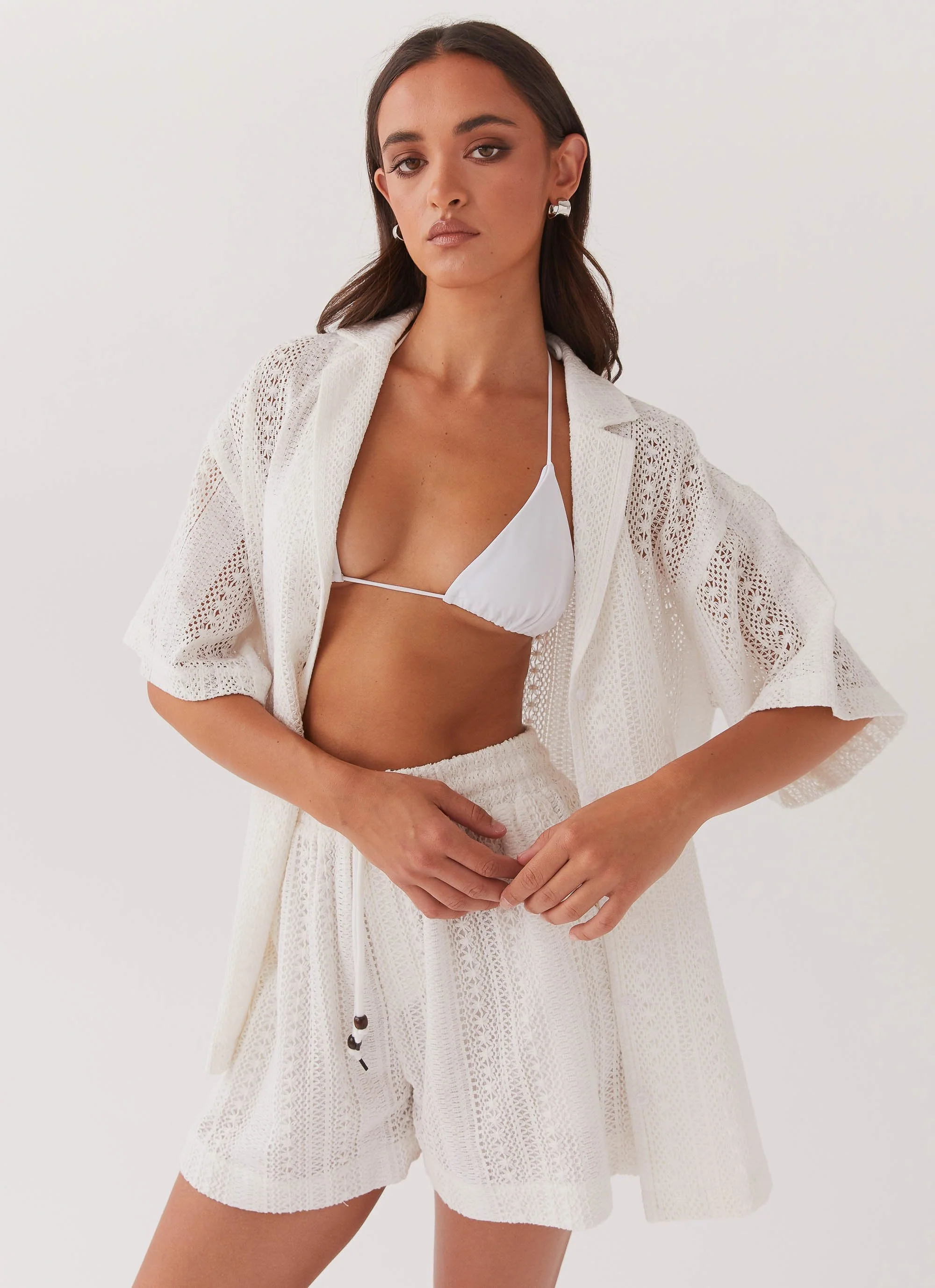 Sun Catcher Knit Shorts - Ivory - Image 6