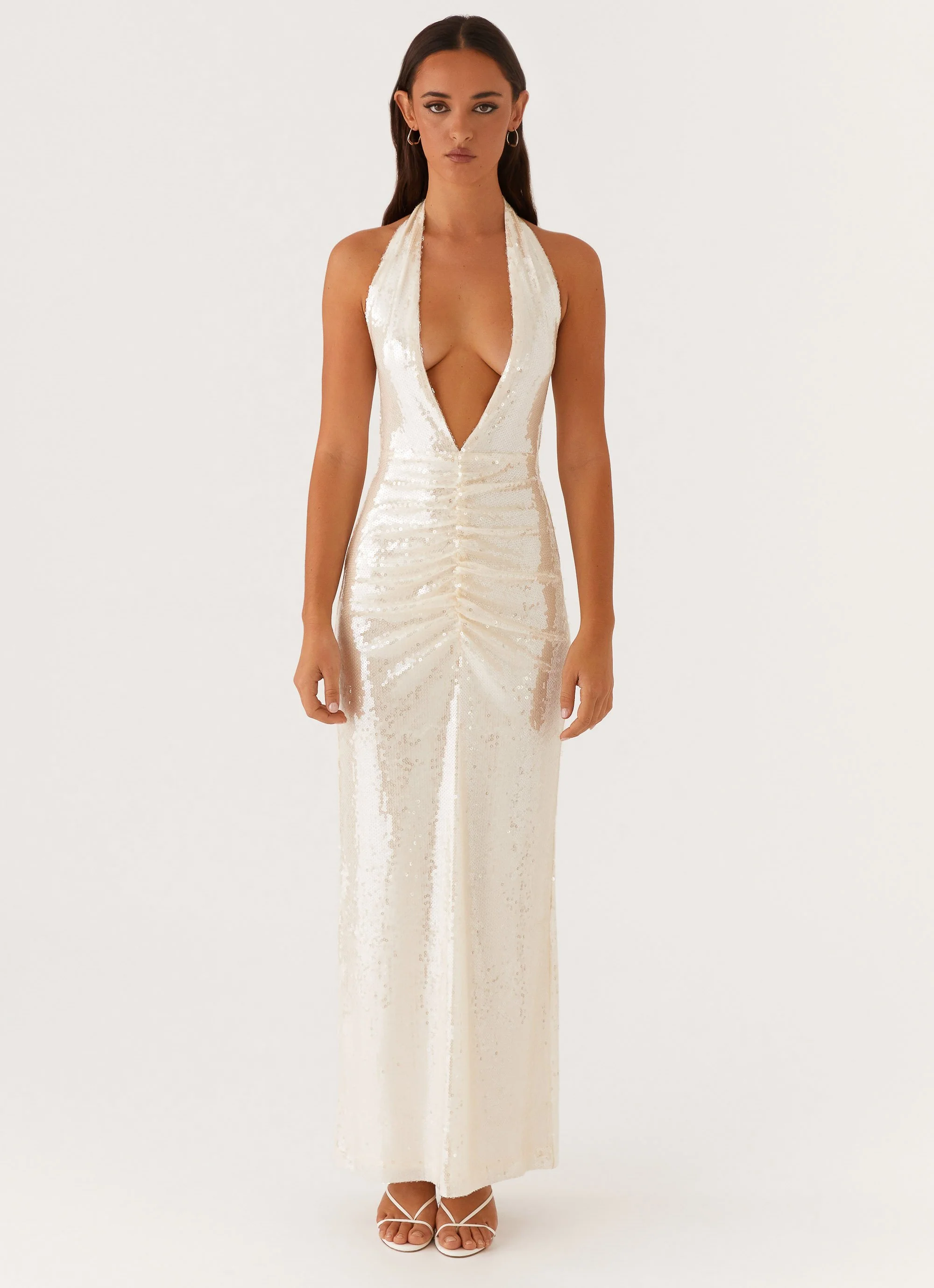 Whisked Away Halterneck Maxi Dress - White - Image 3