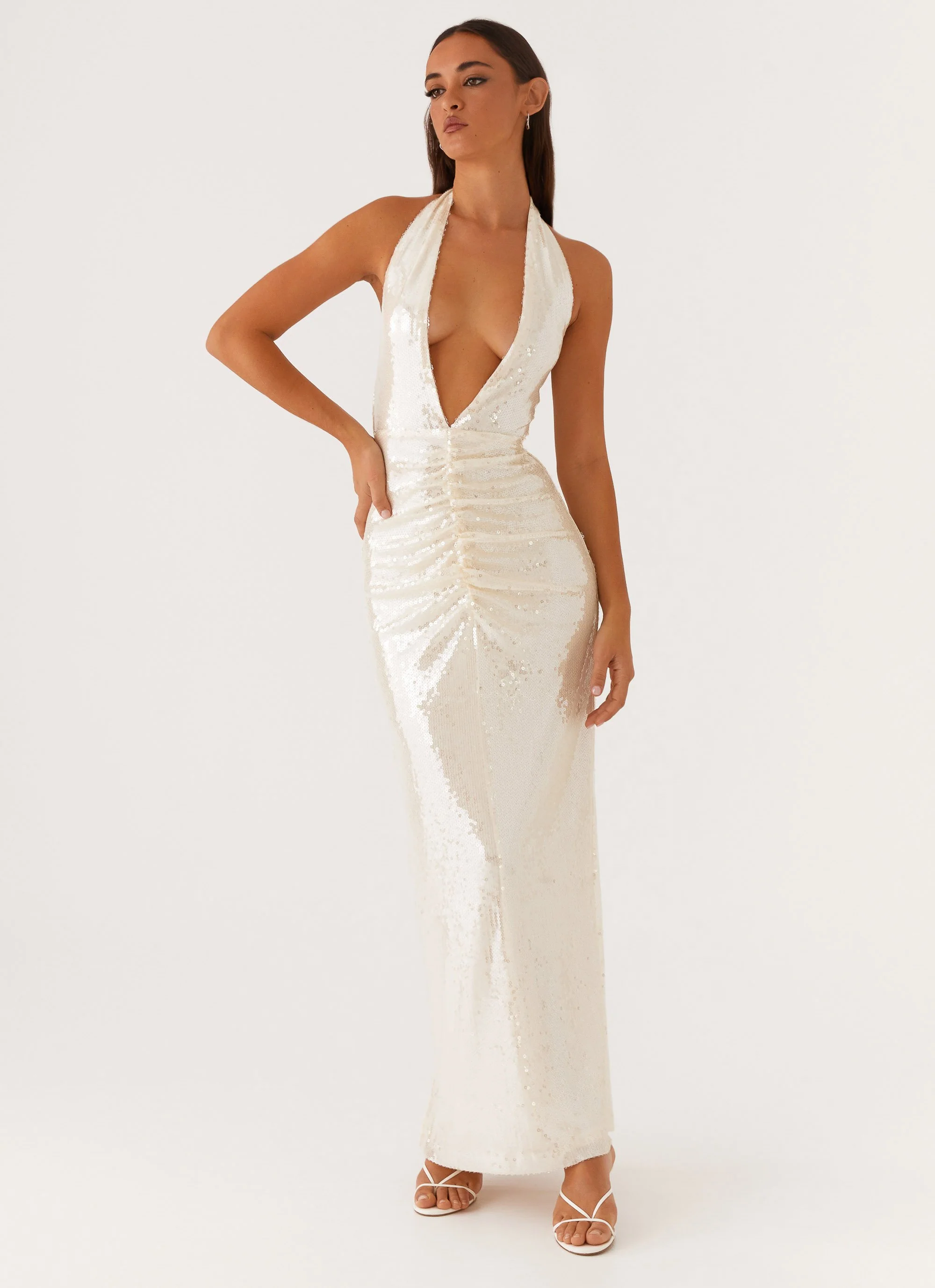 Whisked Away Halterneck Maxi Dress - White - Image 6