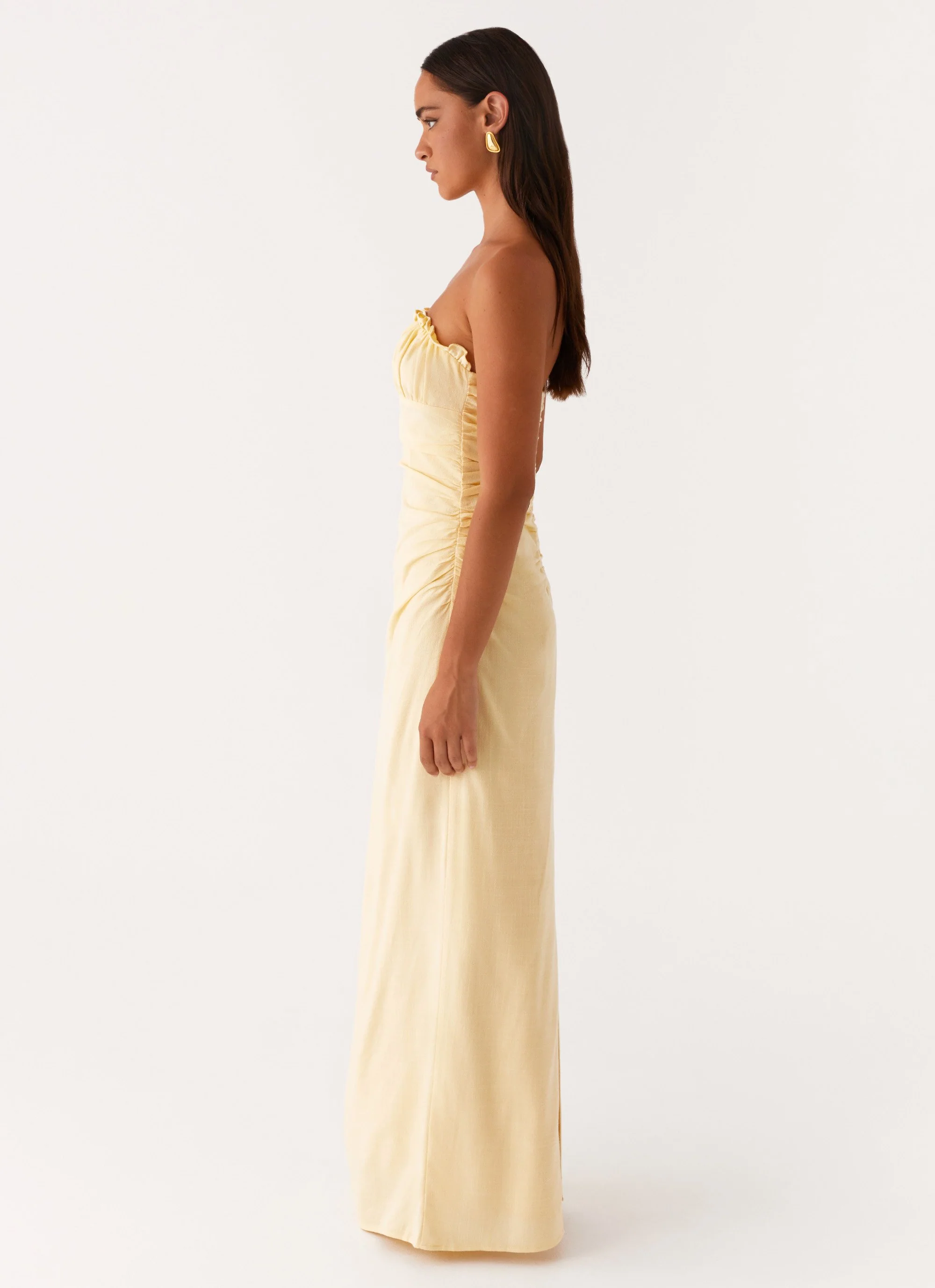 Xena Gathered Maxi Dress - Yellow - Image 4