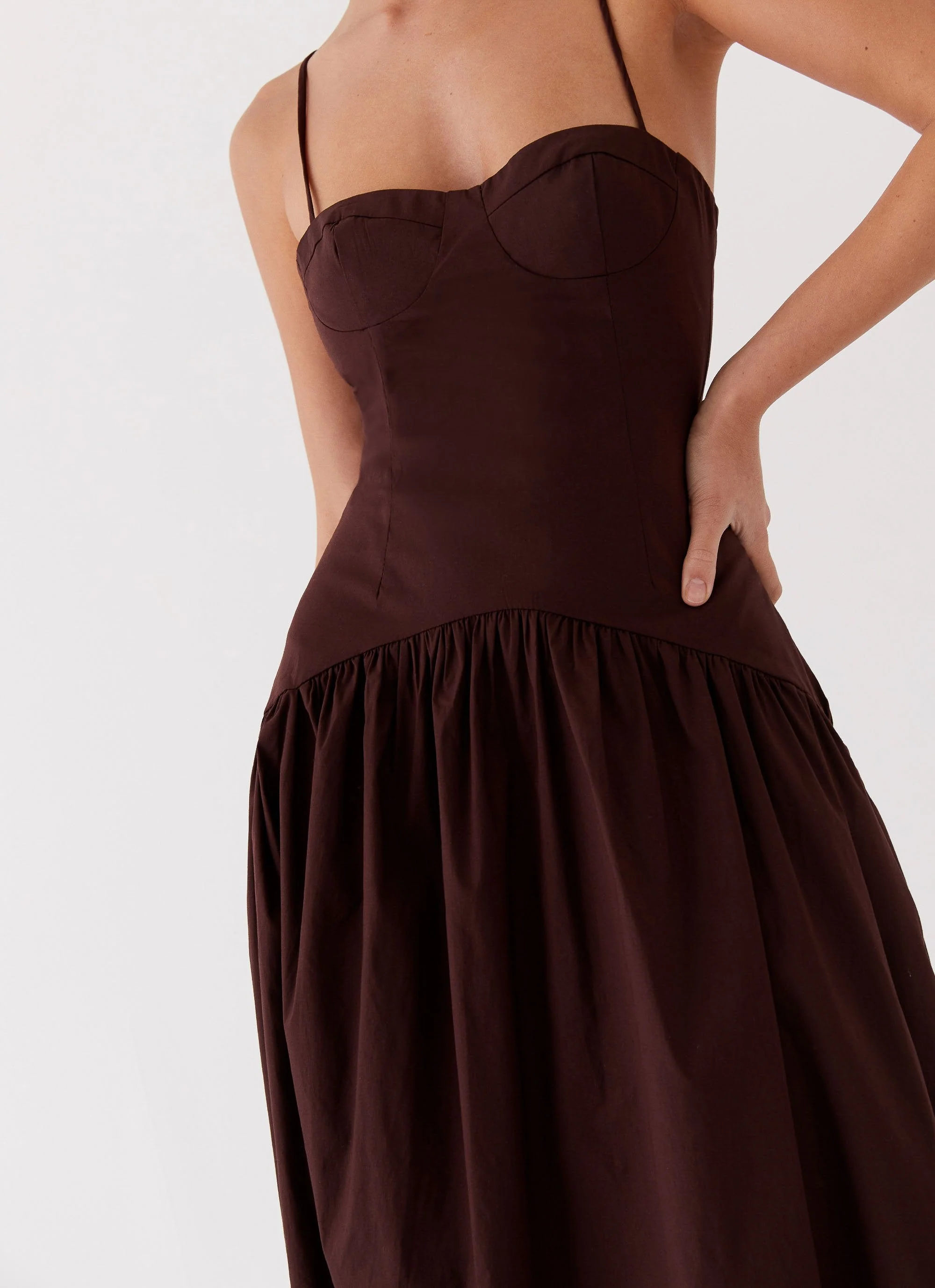 Yvette Corset Midi Dress - Chocolate - Image 6